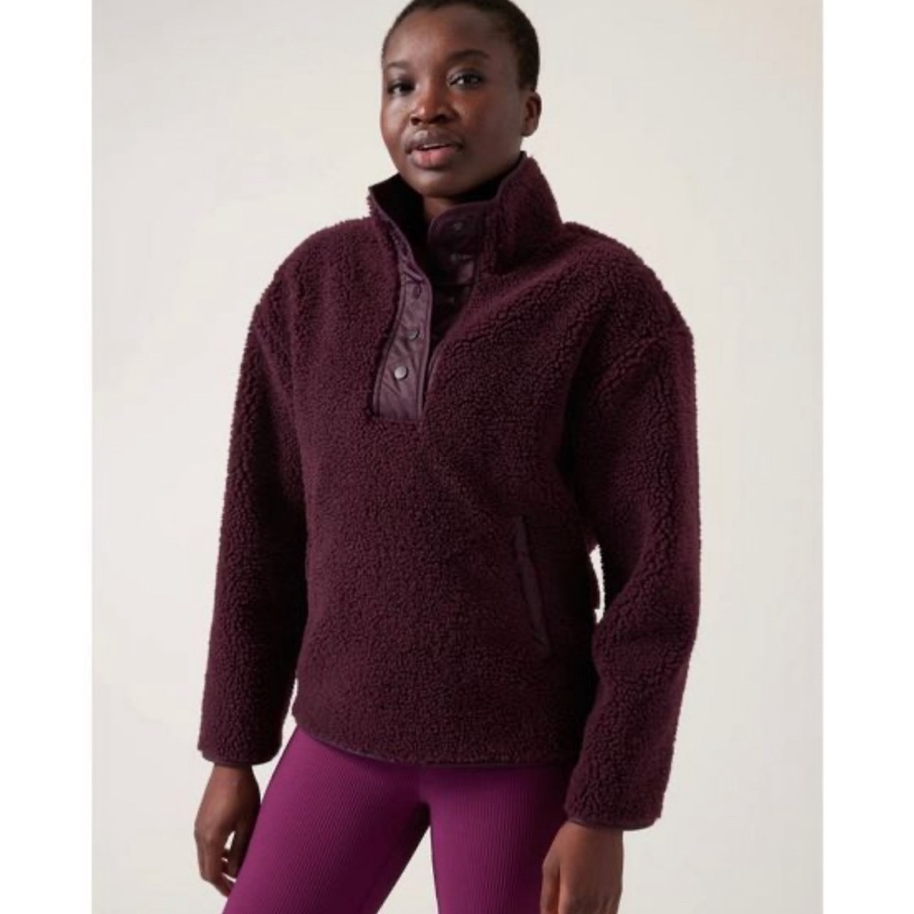 NWT Athleta Cozy Sherpa Snap Sweatshirt